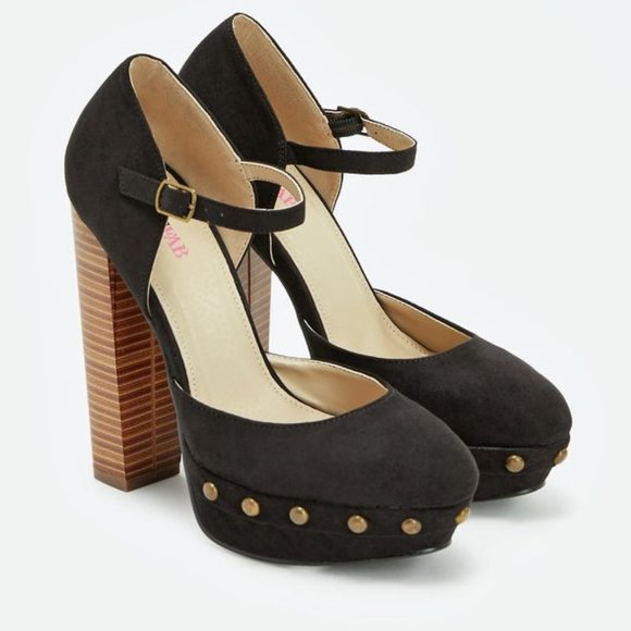 JUSTFAB Grasie Black High Heels Sz 9 platform Bloc - Picture 3 of 5